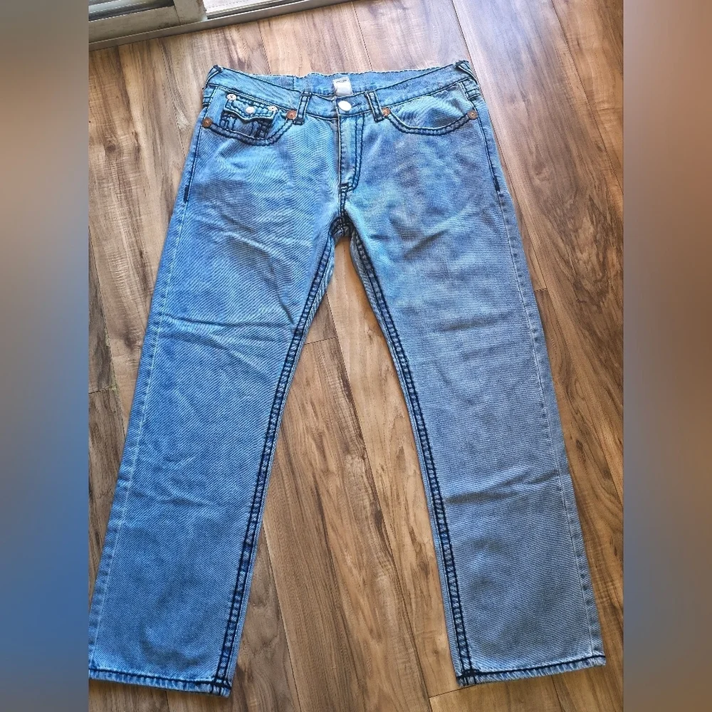 True Religion Men's Light Blue Straight Jeans